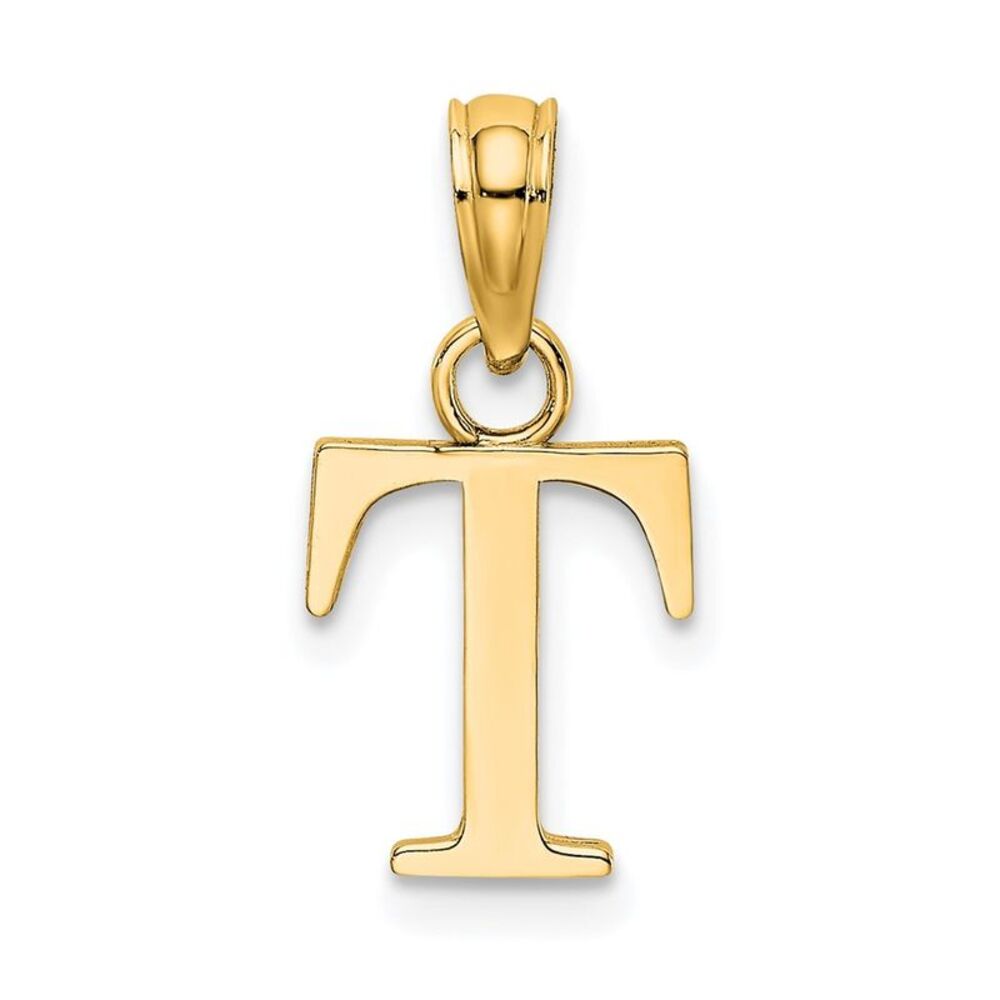 10k Yellow Gold Polished T Block Initial Charm - image 1